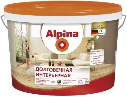 Краска ВД-ВАЭ Alpina Долговечная интерьерная Б1,бел 10 л/14,4кг