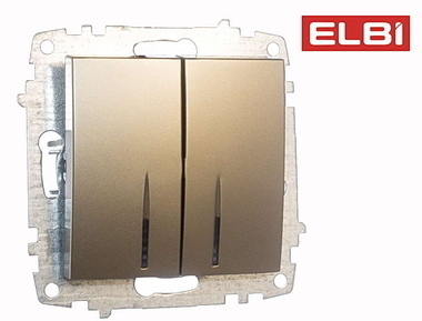 EL-BI, Zena-Vega, выключатель 2-кл с подсветкой , титан, механизм