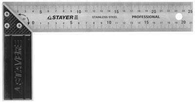 Угольник STAYER "PROFI" столярный, гравированная шкала, нержавеющее полотно 37мм, 350мм
