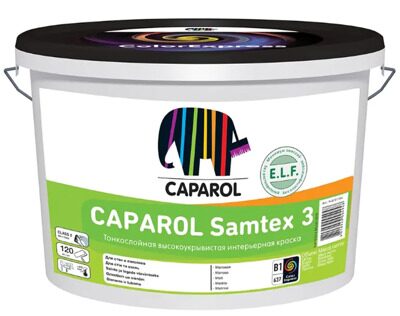Краска поливинилацетатная водно-дисперсионная Caparol Samtex 3 E.L.F. Base 1, белая, 10 л / 15 кг