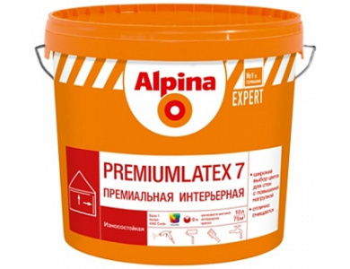 Краска ВД-ВАЭ Alpina EXPERT Premiumlatex 7 База 1, белая, 10л/14.4кг