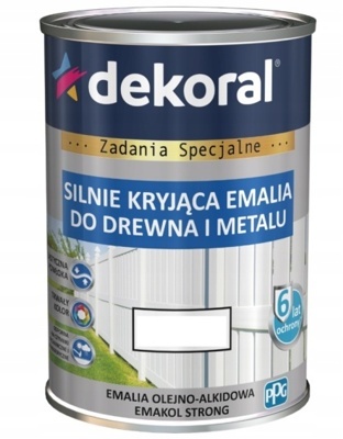 Эмаль масляно-фталевая 0,9л белая глянец Emakol Strong DEKORAL