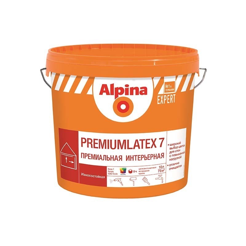 Краска ВД-ВАЭ Alpina EXPERT Premiumlatex 7 База 3, прозрачнная, 2,35л (3,24 кг)