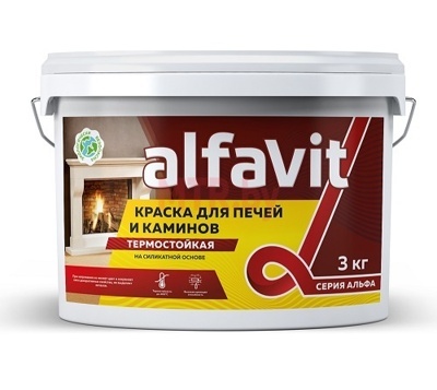 Краска для печей и каминов "ALFAVIT" белая 3 кг серия Альфа