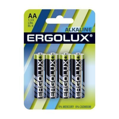 Ergolux  LR6 Alkaline BL-4 (LR6 BL-4, батарейка,1.5В)
