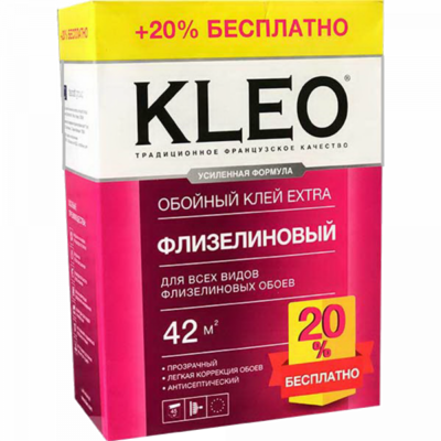 Клей для флизелиновых обоев, сыпучий KLEO EXTRA 35 + 20% бесплатно, 290 гр