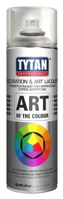 Краска аэрозольная лак бесцветный глянец Tytan Professional Art the colour, 400мл