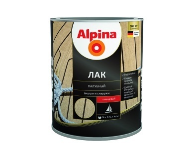 Лак АУ Alpina палубный глянцевый, бесцветный 0,75 л /0,67 кг