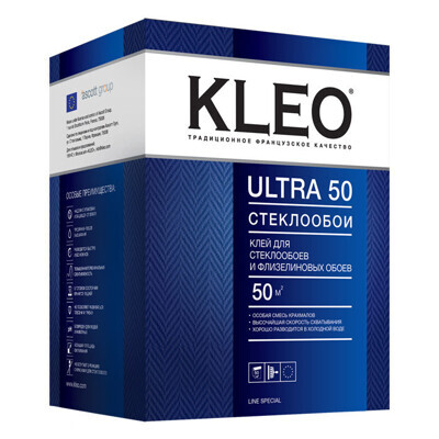 Клей  KLEO ULTRA 50, для стеклообоев и флизилиновых обоев, сыпучий, 250гр+250гр
