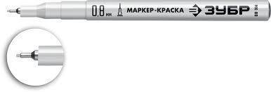 Экстра тонкий маркер-краска ЗУБР,0.8мм, белый, МК-80, серия Профессионал