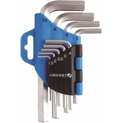 Набор шестигранных Г-образных ключей 1,5-10 мм, 9 шт.