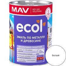 Эмаль ECOL по металлу и древесине (ПФ-115С) белая матовая 1,0л (0,9кг)