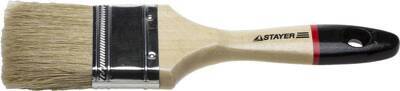 Кисть плоская STAYER "UNIVERSAL-EURO" светлая натуральная щетина, деревянная ручка, 63 мм