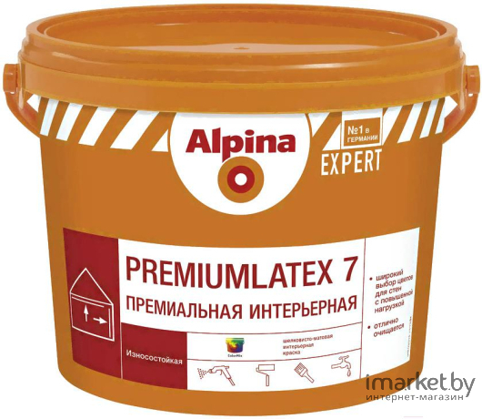 АКЦИЯ! Краска ВД-ВАЭ Alpina EXPERT Premiumlatex 7 База 3, прозрачная, 9,4 л (13 кг)