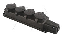 Tena - Блок розеточный 4х2P+E c крышкой, IP44, моноблок, черный