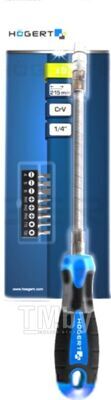 HOEGERT Отвертка с гибким стержнем и комплектом бит (4 мм/5 мм/6 мм/PH1/PH2/PH3/T15/T20) 8 шт