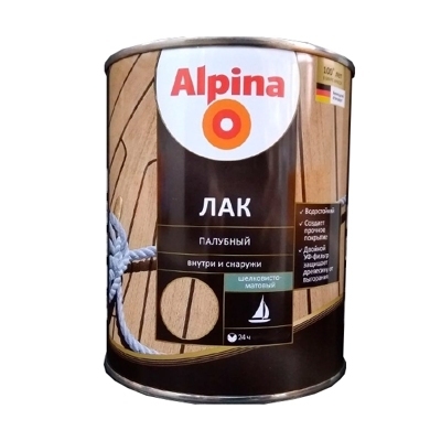 Лак АУ Alpina палубный шелковисто-матовый, бесцветный 2,5 л /2,23 кг