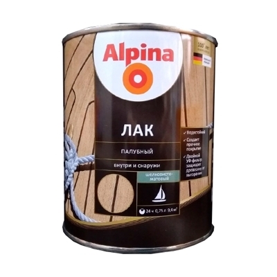 Лак АУ Alpina палубный шелковисто-матовый, бесцветный 0,75 л /0,67 кг